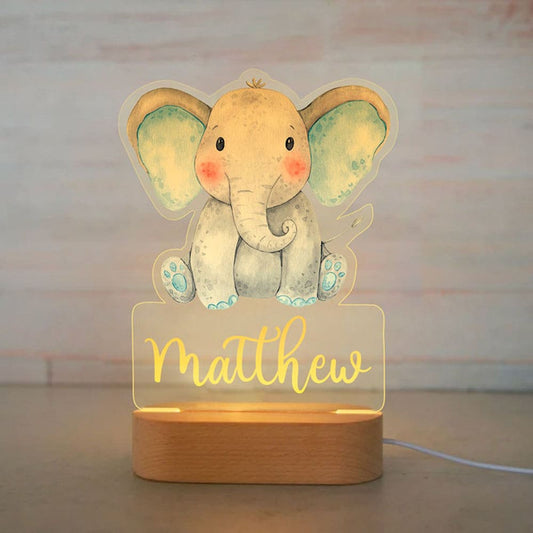 Veilleuse bébé éléphant personnalisée