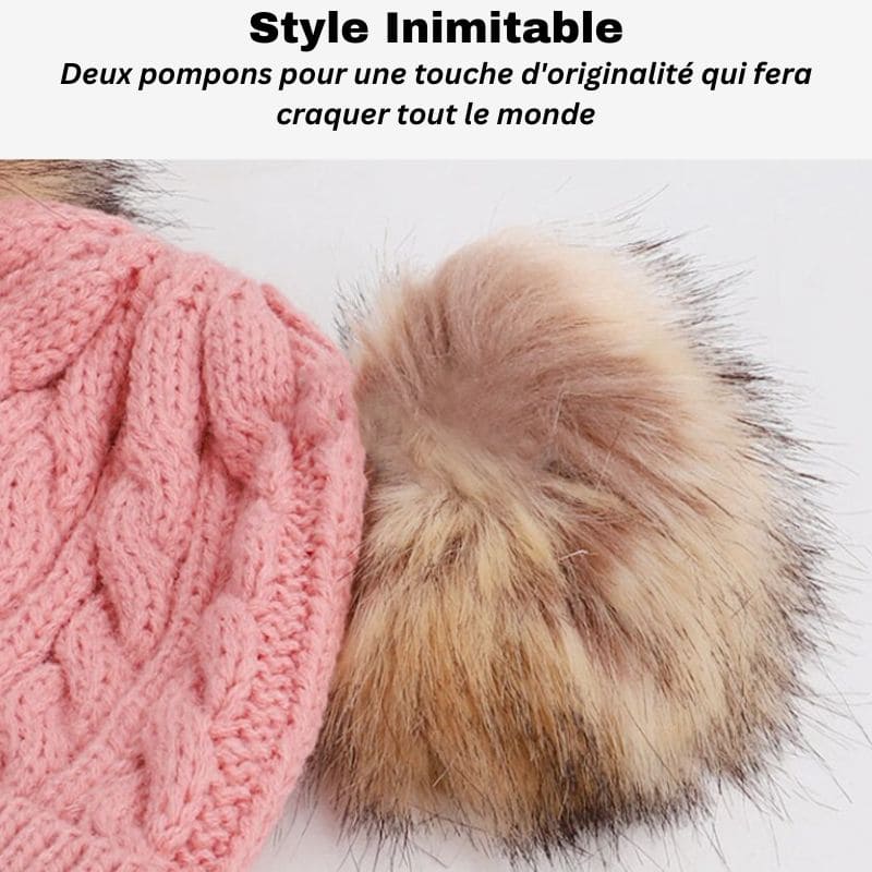 Bonnet en Laine à Double Pompon pour Bébé | TwinPoms