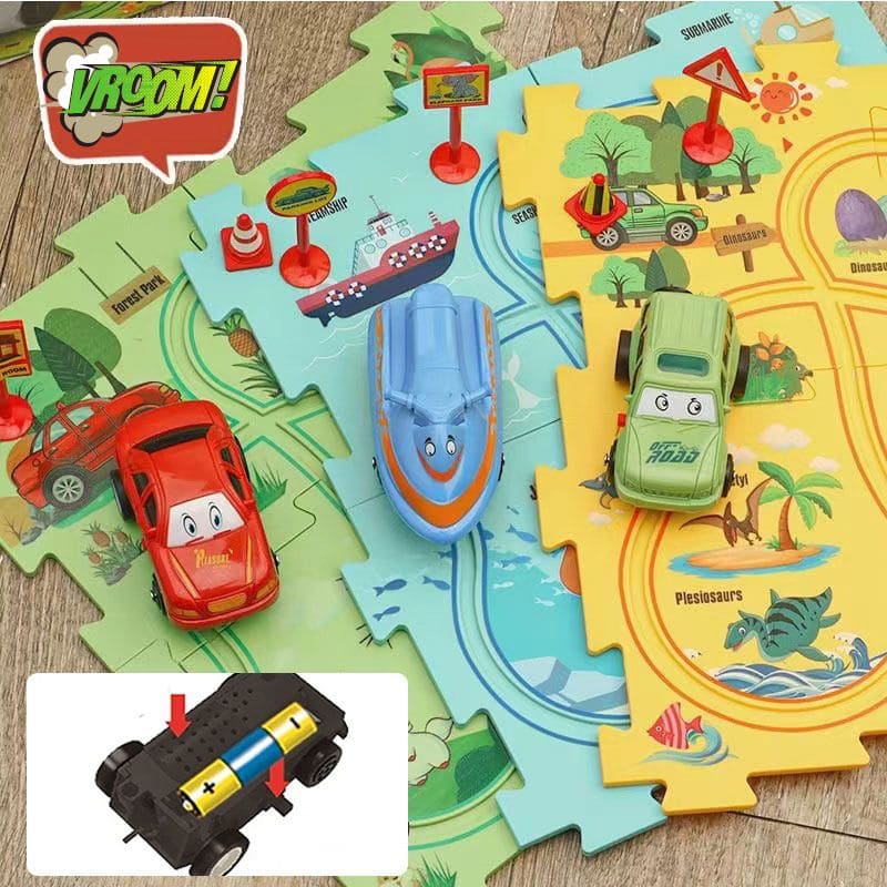 Circuit voiture enfant en forme de puzzle | PuzzleRide