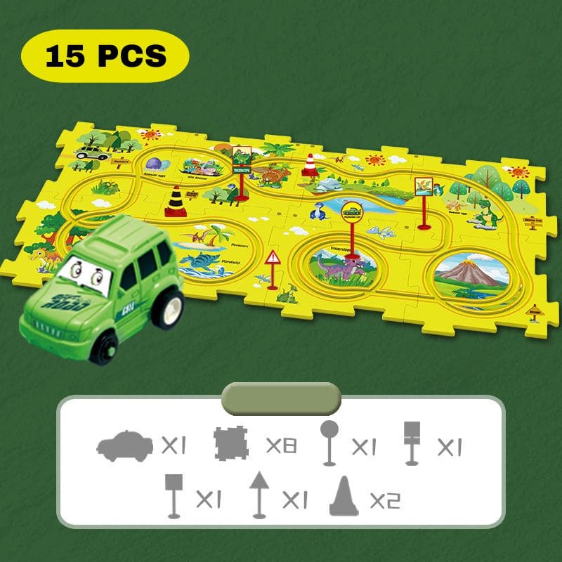 Circuit voiture enfant en forme de puzzle | PuzzleRide