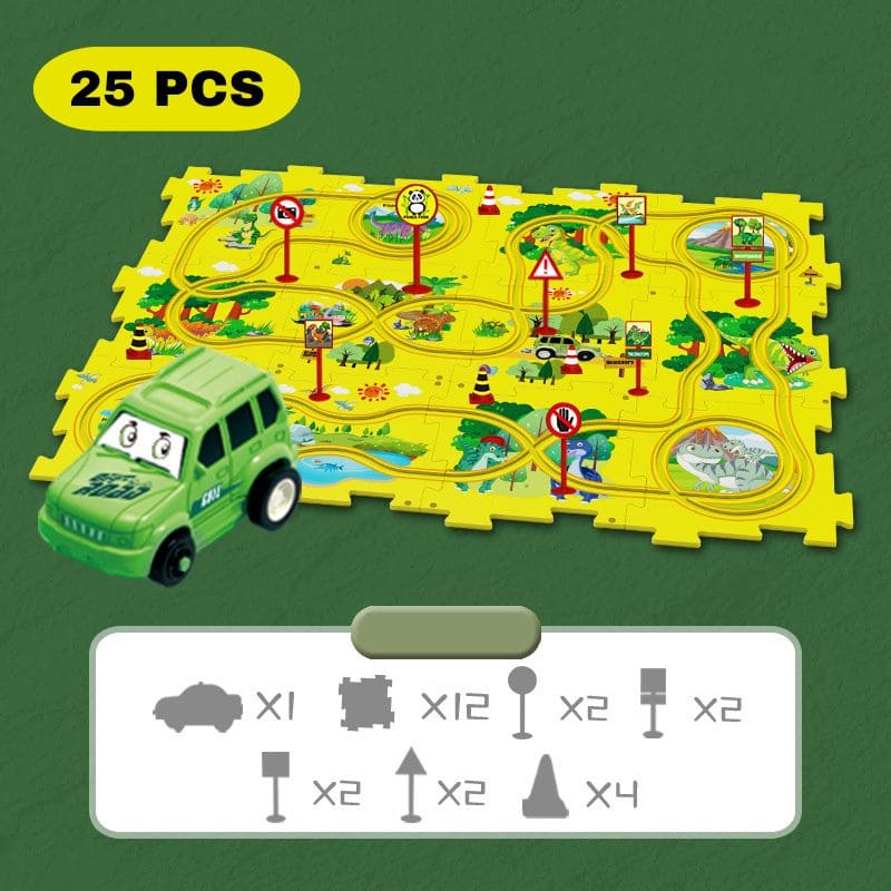 Circuit voiture enfant en forme de puzzle | PuzzleRide